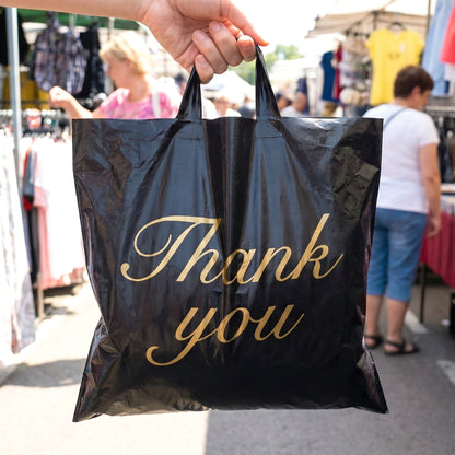 Wukusy premium thank you printed carry bag with handles, 25.34 cm, featuring thank you design for gift or shopping use