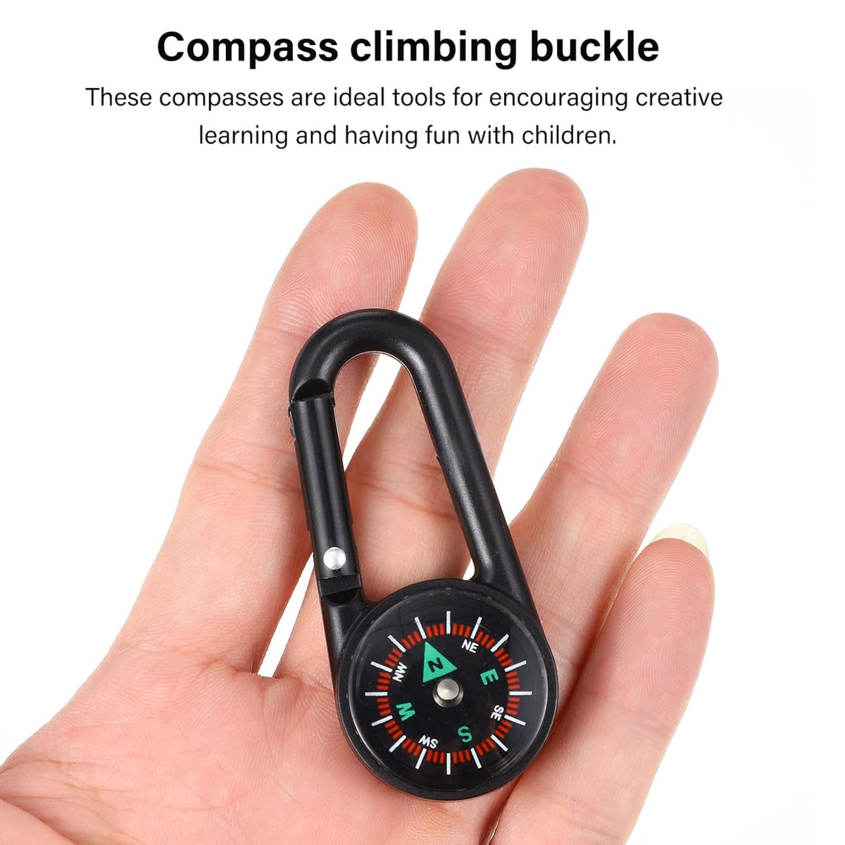 Mini compass clip snap hook by Wukusy with mixed design, featuring a compact, functional keychain accessory with a built-in compass.