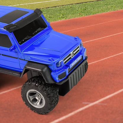 Wukusy 6-wheel drive remote control off-road toy car for kids, showcasing rugged design and colorful details in a playful setting.