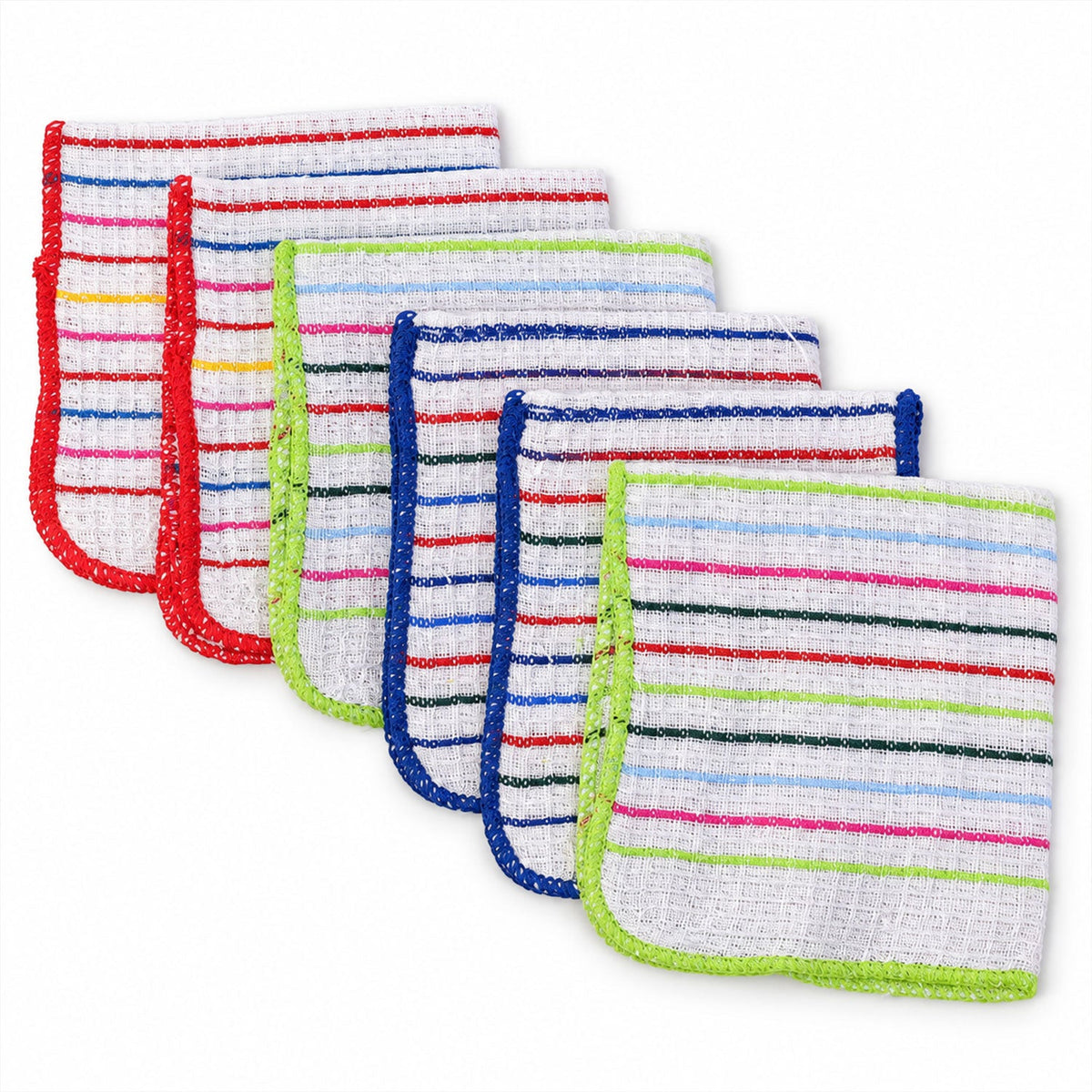 Checked Cotton Dish Cleaning Cloth Set For Kitchen Use (6 Pc 28 X 28 Cm)
