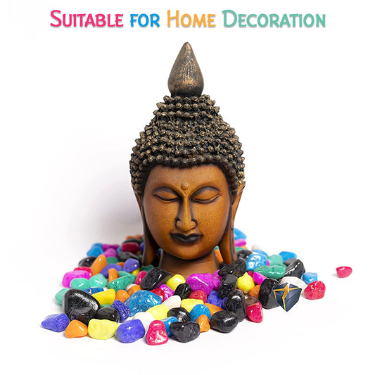 Multicolor decorative stones and pebbles for garden and vase fillers from Wukusy, showing vibrant, smooth stones in various colors.