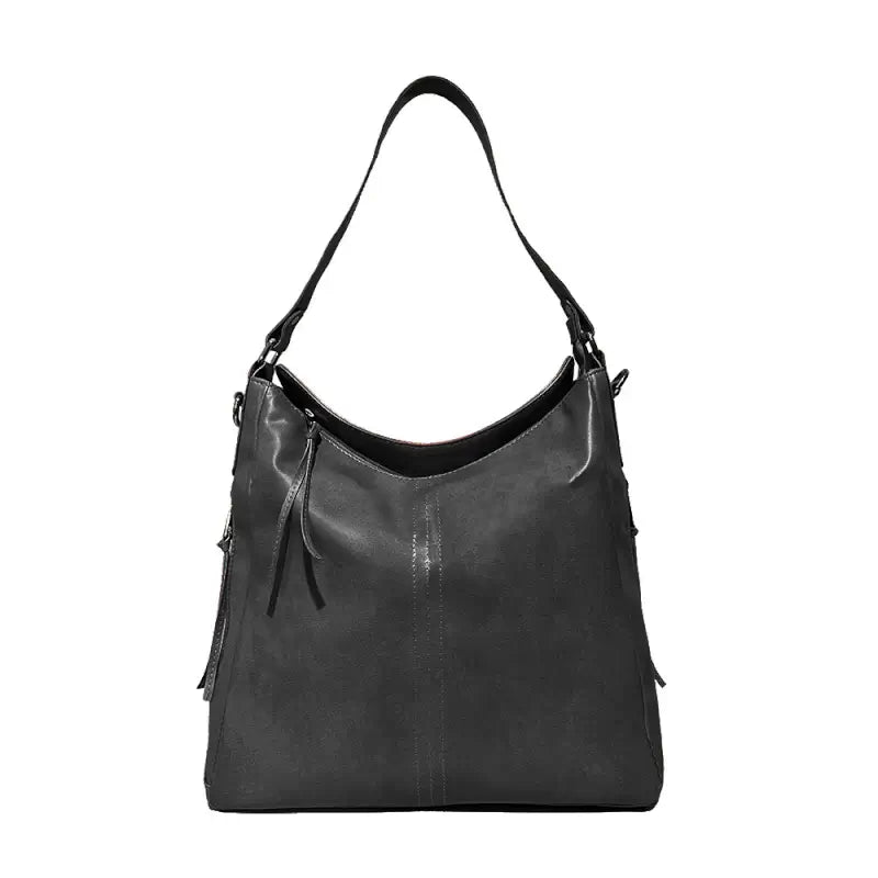 Black Vegan Leather Shoulder Bag | Spacious, Water-Resistant, Lightweight & Adjustable Strap