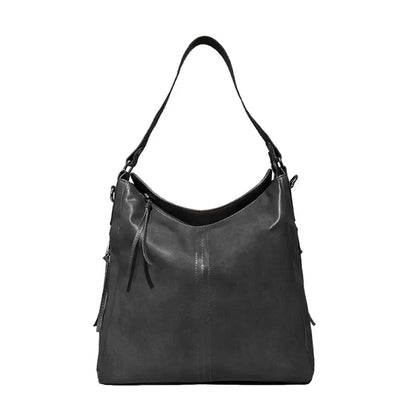 Black Vegan Leather Shoulder Bag | Spacious, Water-Resistant, Lightweight & Adjustable Strap