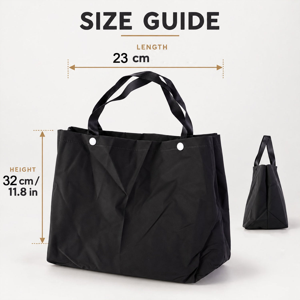 Wukusy shopping tote bag with wide carry straps, 32x23 cm, designed for daily essentials, made from durable fabric.