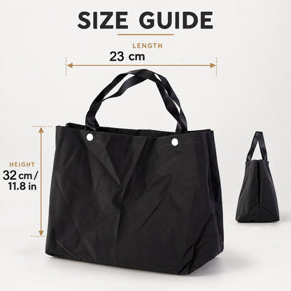 Wukusy shopping tote bag with wide carry straps, 32x23 cm, designed for daily essentials, made from durable fabric.