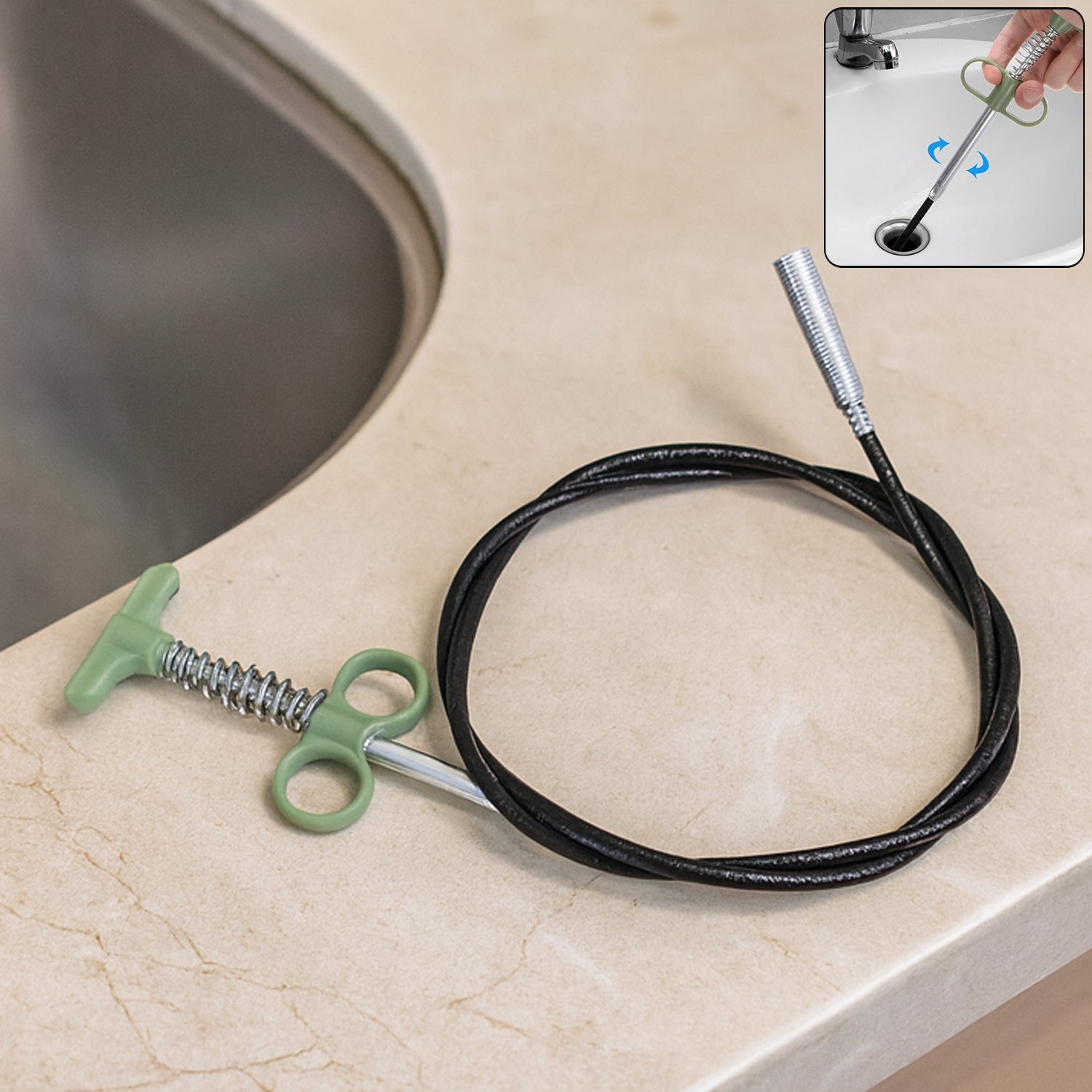 Flexible Spring Drain Cleaning Tool With Hand Grip (1 Pc  157 Cm)