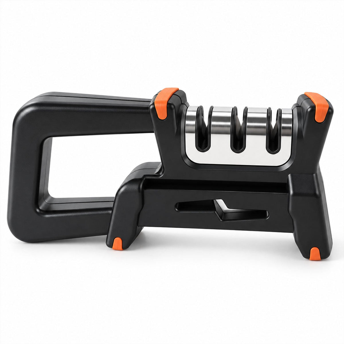 Manual Metal Knife Sharpener With 3 Stage System And Ergonomic Non Slip Handle