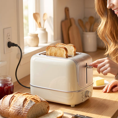 800w 2 Slice Pop Up Bread Toaster With Browning Control For Kitchen (1 Pc)