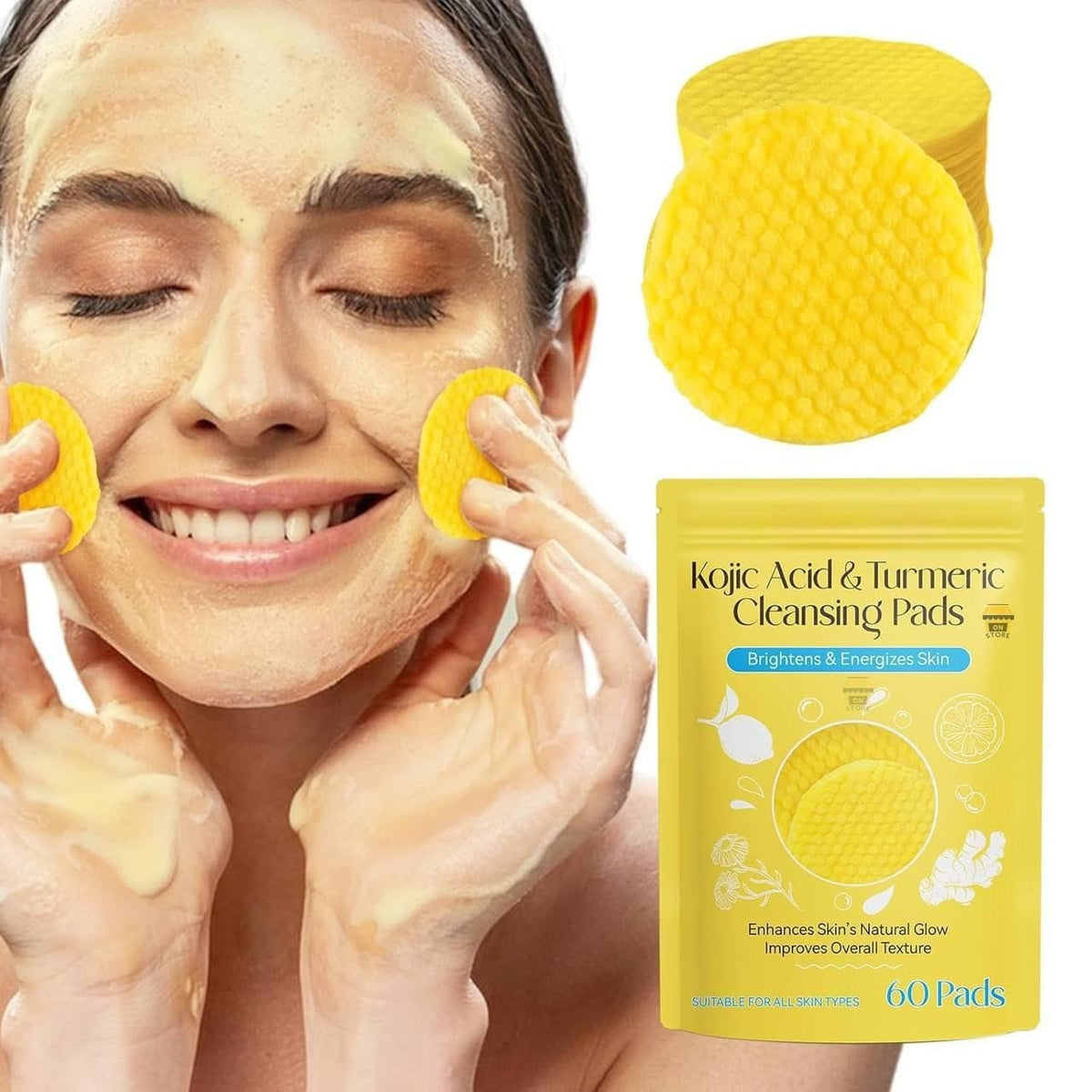 Kojic Acid Turmeric Face Cleansing Pads (Pack Of 1) (60Pcs)