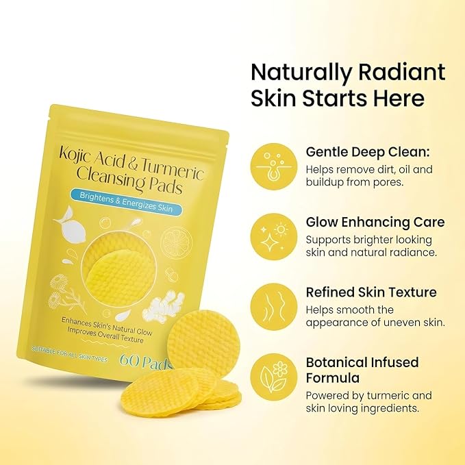 Kojic Acid Turmeric Face Cleansing Pads (Pack Of 1) (60Pcs)