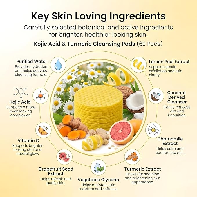 Kojic Acid Turmeric Face Cleansing Pads (Pack Of 1) (60Pcs)