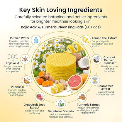 Kojic Acid Turmeric Face Cleansing Pads (Pack Of 1) (60Pcs)