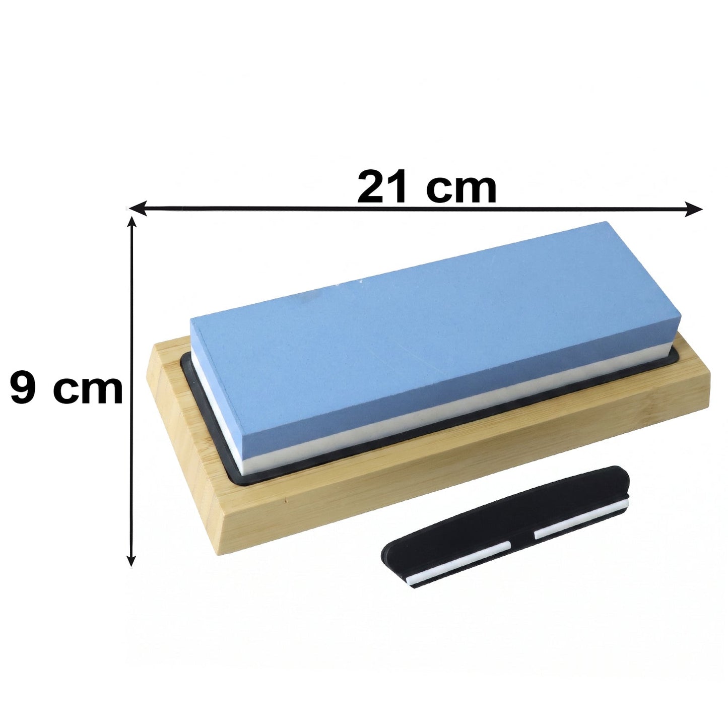 Double Sided Knife Sharpening Whetstone Set With Bamboo Base And Guide (1 Set)