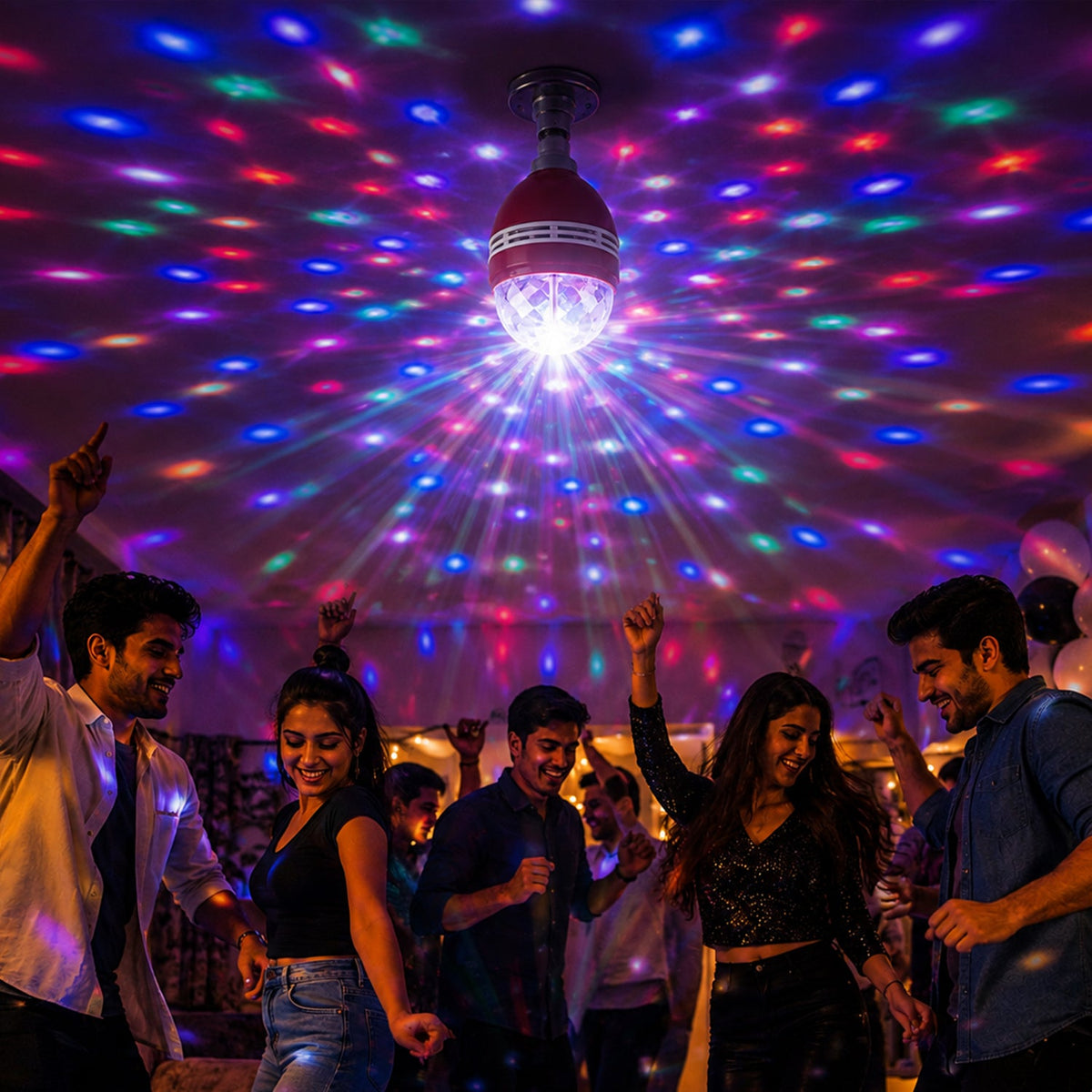 Multicolour Rotating Led Disco Light Bulb For Party Festival And Events (1 Pc)