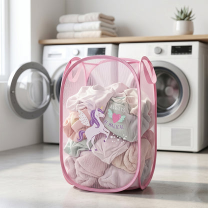 Foldable Kids Laundry Basket Unicorn Hamper Bag (1 Pc 36x36x58 Cm)