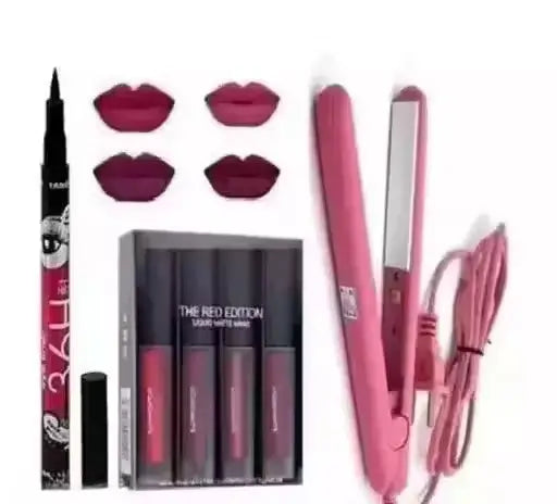 Hair Straightener And Red Edition 4 Mini Lipstick With 36h Eyeliner