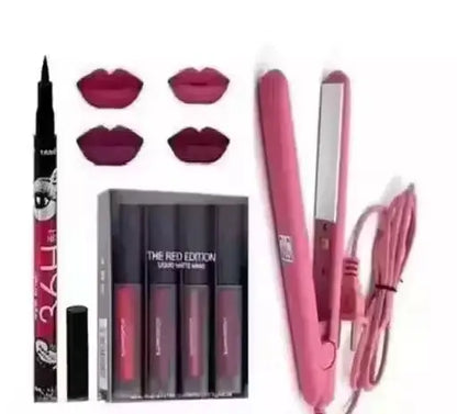 Hair Straightener And Red Edition 4 Mini Lipstick With 36h Eyeliner