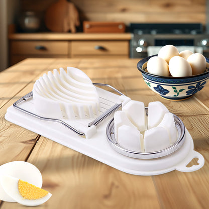 Wukusy 2-in-1 egg slicer and cutter for hard boiled eggs, compact kitchen tool for easy slicing and chopping.