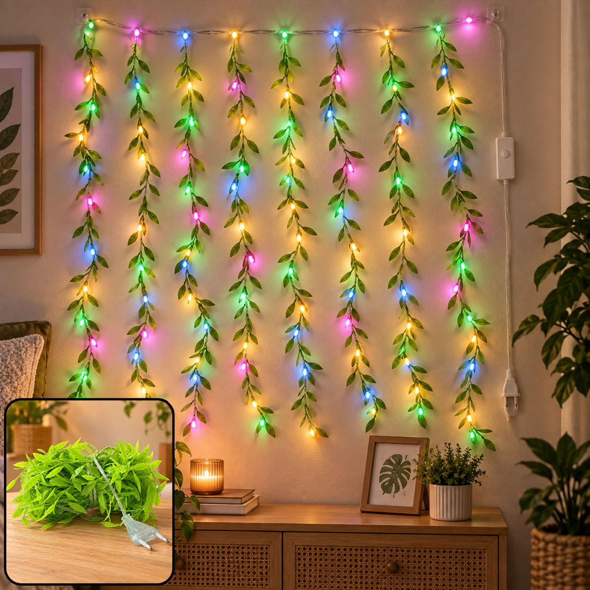 Bis Certified Decorative Leaf Led Curtain Light With Button Controller (1 Pc Approx. 3.5 Mtr)