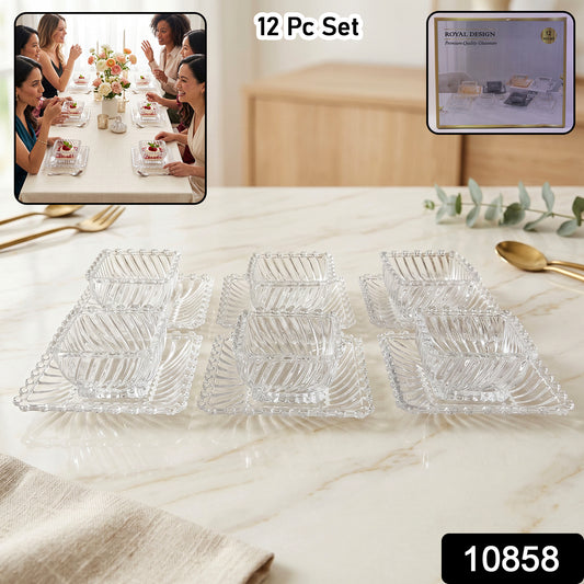 Royal Premium Glassware Serving Plate And Bowl (12 Pc Set)