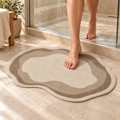 Wukusy decorative wavy patterned bathroom floor mat, 60x38 cm, indoor home use, textured non-slip surface