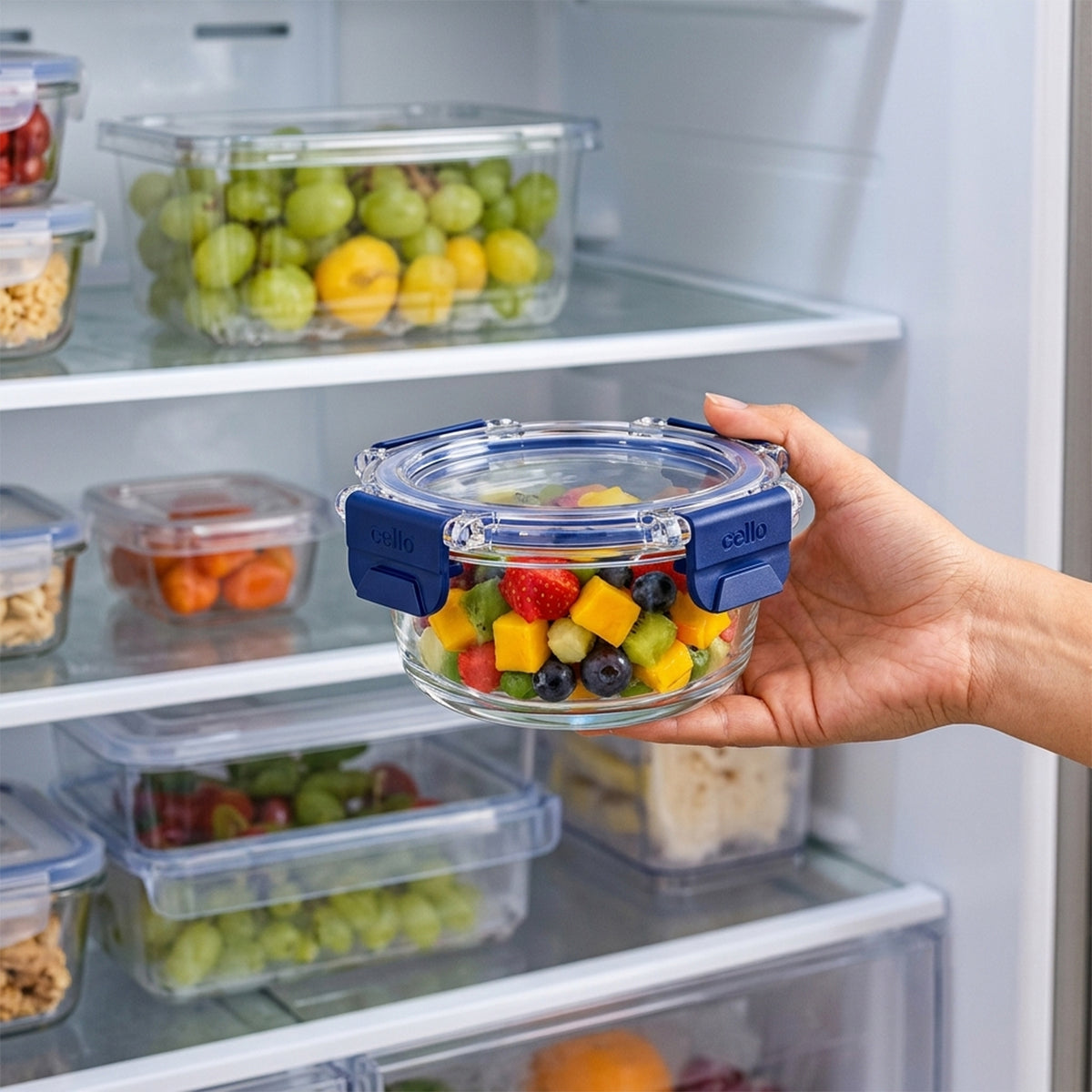 Wukusy 240ml round glass food storage container with smart lock lid, 1 piece