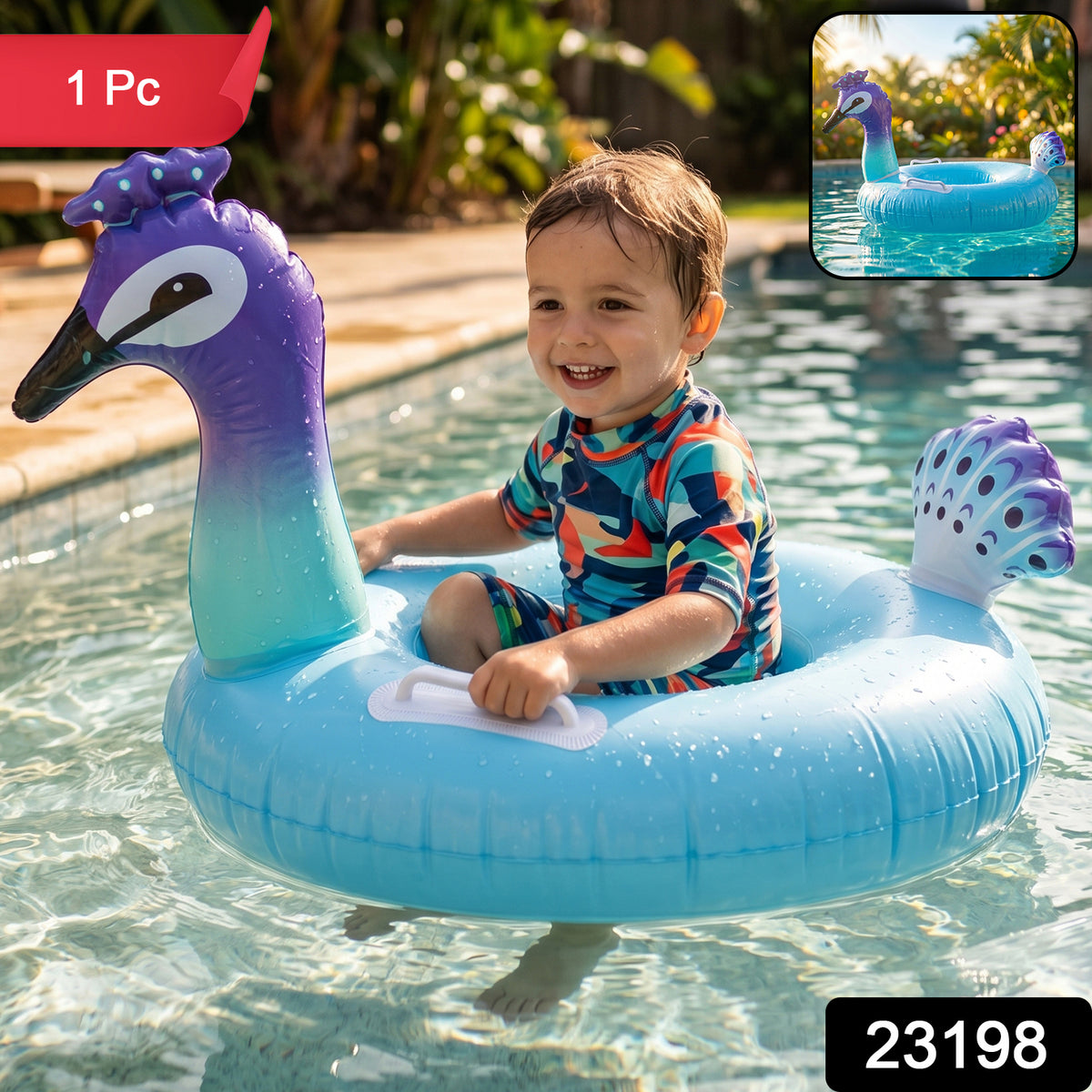 Inflatable kids swim ring from Wukusy, comfortable floating safety swimming tube, featuring bright colors and secure design.