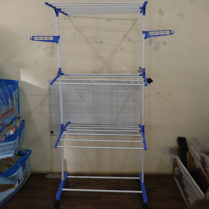 3 Layer Foldable Clothes Drying Stand With Wheels For Home And Balcony Use (1 Pc)