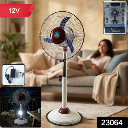 Omega 12v Rechargeable Pedestal Fan With Led Light (1 Pc)