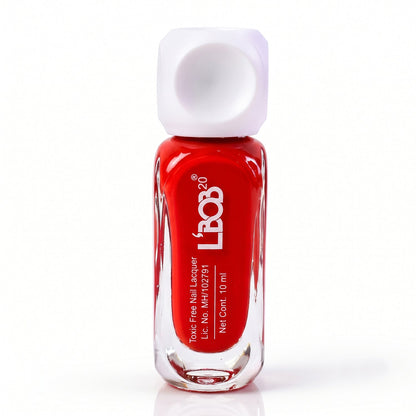 Wukusy classic red nail polish with matte finish, 10ml bottle, showing brush applicator and smooth, vibrant red color.