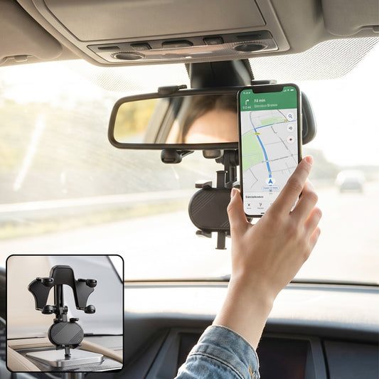 Adjustable Car Rear View Mirror Phone Holder For Navigation And Driving (1 Pc)