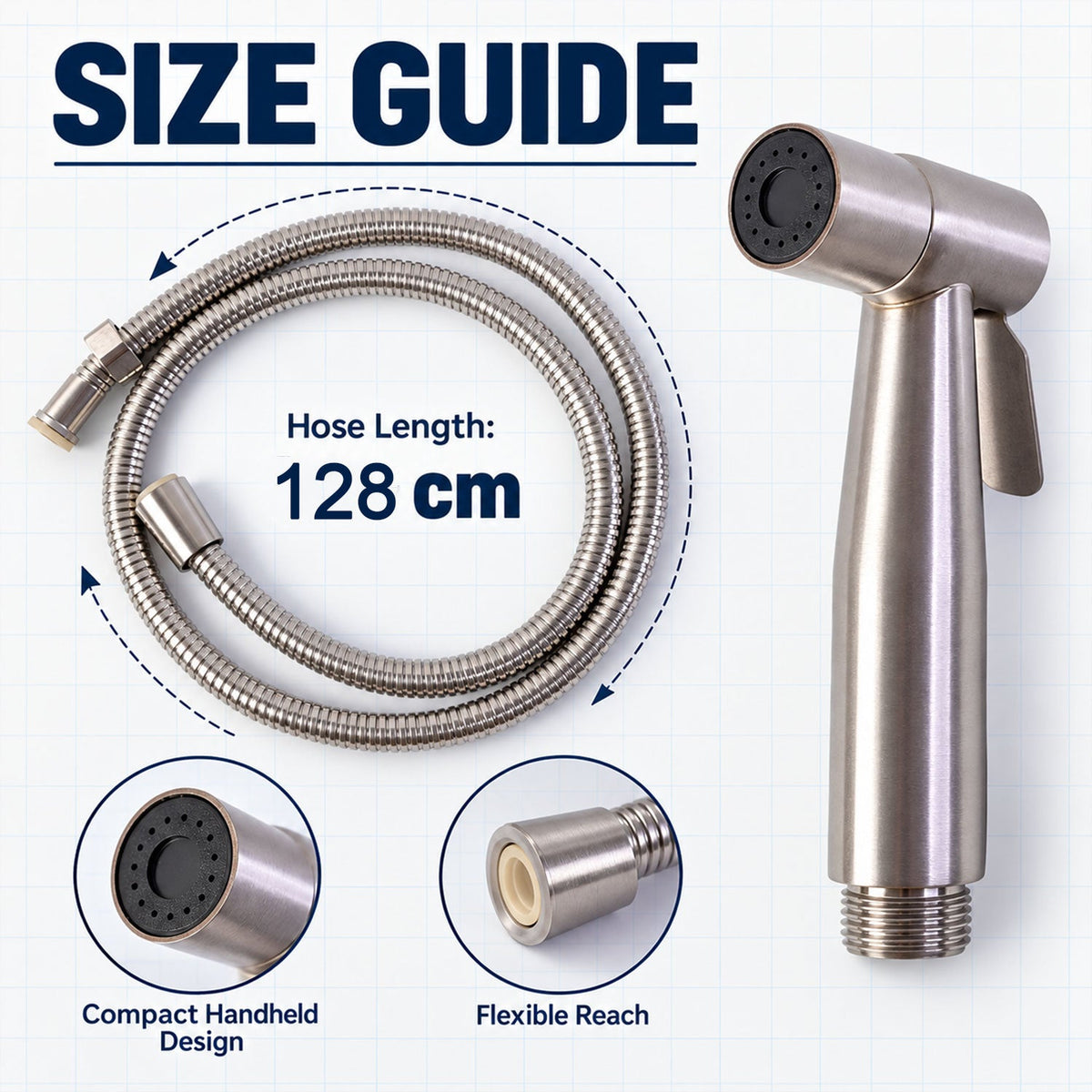 Wukusy handheld health faucet toilet jet spray with hose and wall holder, showing the chrome finish and ergonomic design.