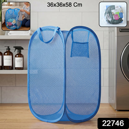 Foldable Mesh Laundry Basket With Handles Large Clothes Hamper (1 Pc36x36x58cm)