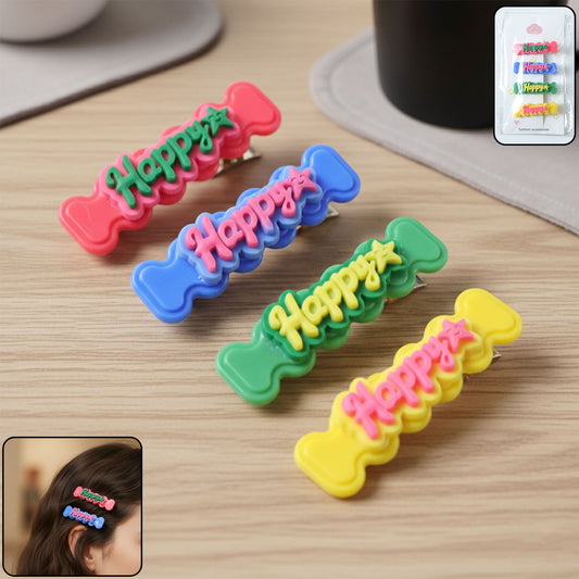 Set of four Wukusy cute bone-shaped snap hair clips in playful designs, perfect for adding fun to hairstyles.