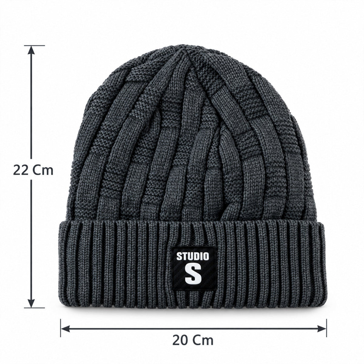 Winter Warm Cable Knit Beanie Cap With Folded Ribbed Cuff For Daily Wear (1 Pc)