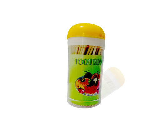 Wukusy wooden toothpicks with dispenser box, ideal for kitchen use and food presentation, displayed in an organized holder.