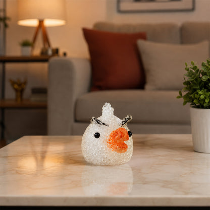 Wukusy cartoon chick-shaped LED night lamp with crystal texture and warm glow, perfect for children's bedroom decor.