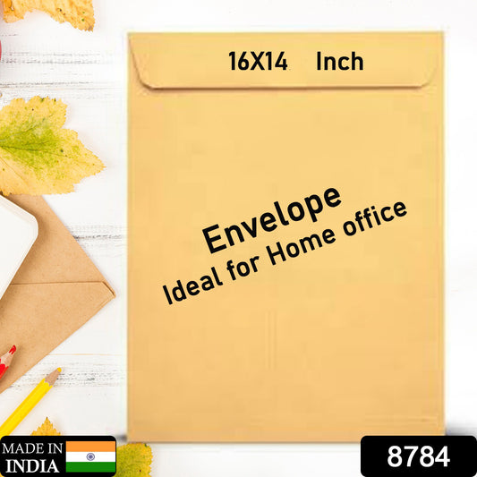 Brown Kraft envelopes, 16x14 inches, Wukusy office stationery, self-seal invitation and postcard envelopes, durable kraft paper