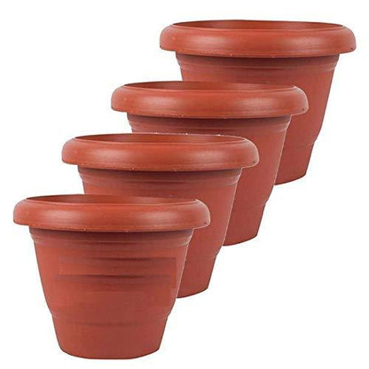 Brown heavy plastic garden planter pot by Wukusy, 0822 model, suitable for outdoor or indoor gardening, with a sturdy design.