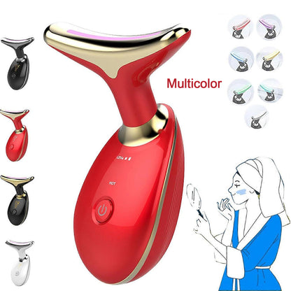 Wukusy electric face massager and LED photon beauty device for wrinkle removal, showing sleek handheld design and control buttons.