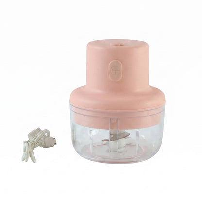 Usb Rechargeable Mini Garlic Chopper 100ml With Dual Blade And Clear Bowl (1 Pc)
