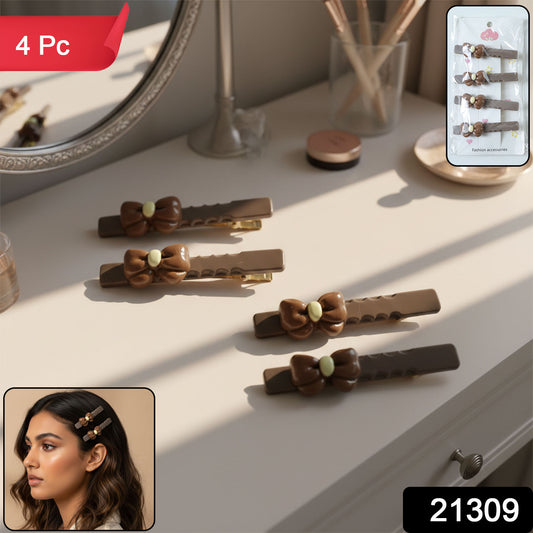 Set of four Wukusy decorative hair clips featuring elegant bow designs for stylish hair accessories.