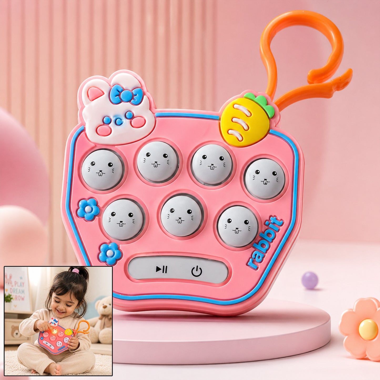 Cute Cartoon Music Push Button Toy Keychain With Sound (1 Pc Mix Design)