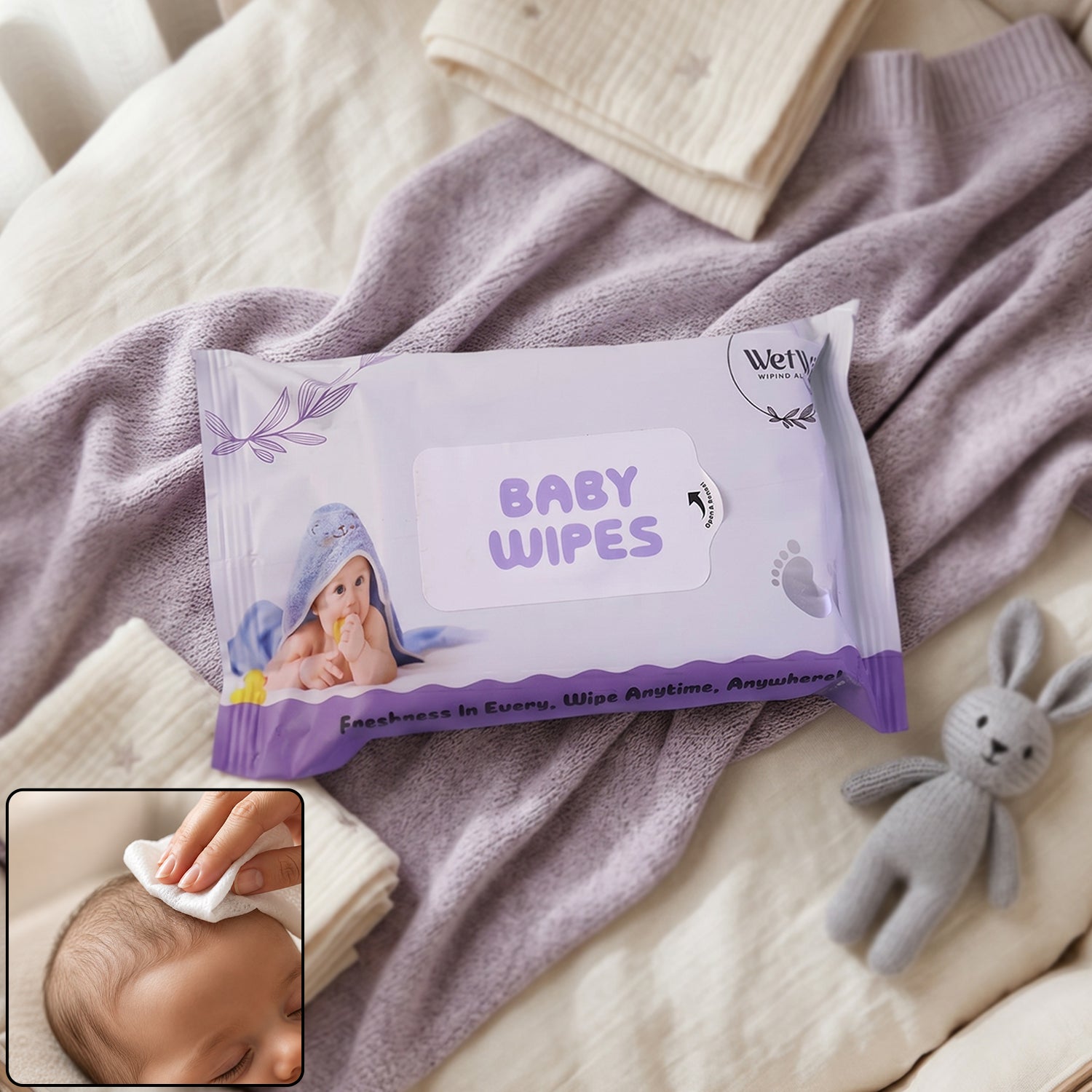 Travel Fresh Baby Wet Wipes Pack Gentle Soft Cleansing For Babies (1 Pack)