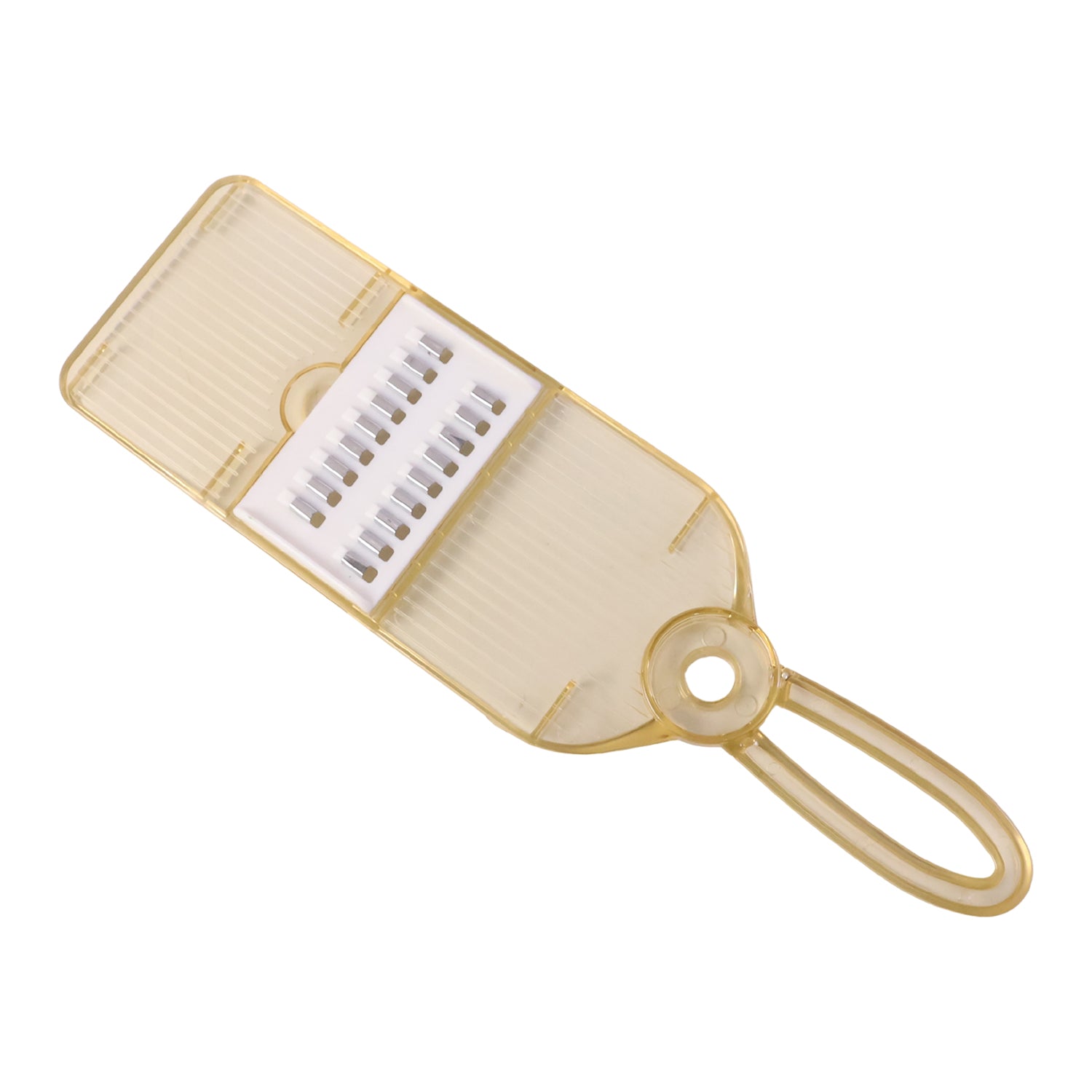 Wukusy handheld vegetable cutter and slicer for kitchen, compact multi-purpose veggie chopper with stainless steel blades.
