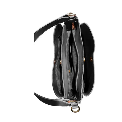 Black Vegan Leather Shoulder Bag | Spacious, Water-Resistant, Lightweight & Adjustable Strap