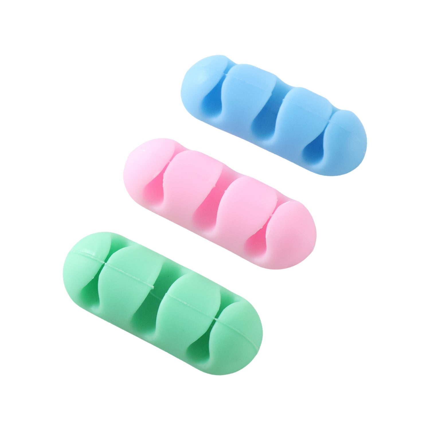 Silicone Cable Organizer Holder With 4 Cord Slots For Desk And Office Use (3 Pc)