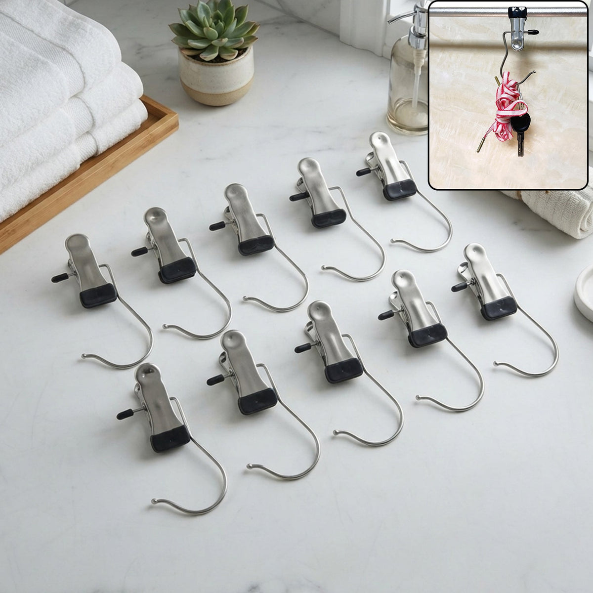 Metal Pants Trouser Clip Holder Hangers With Hooks For Wardrobe Storage (10 Pc)
