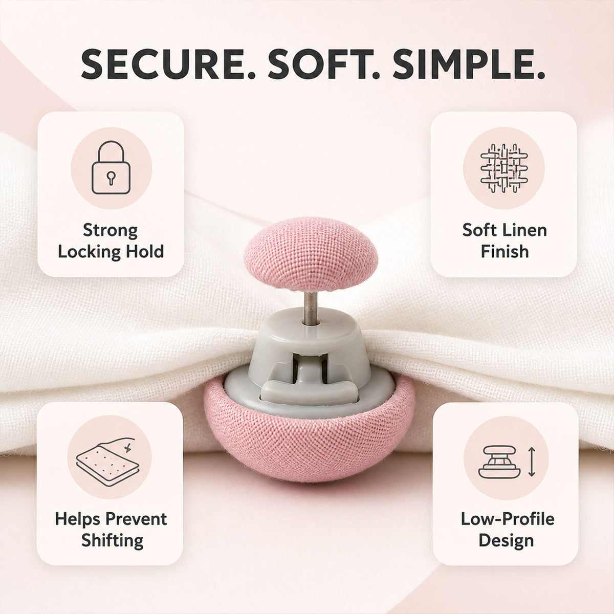 Soft Duvet Fastener Buttons Fabric Covered Bedding Locking Clips Set (30 Pc Set)