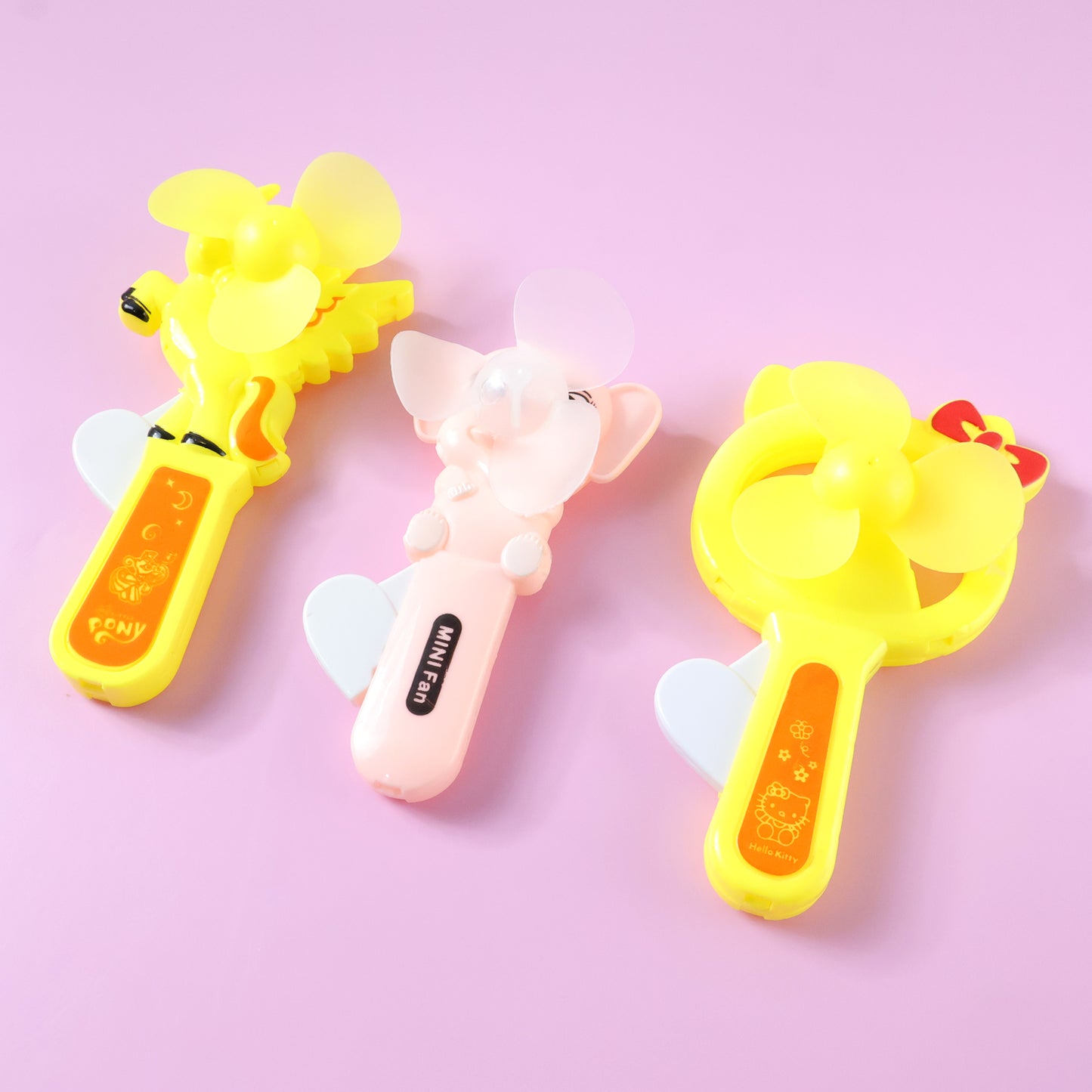 Hand Press Mini Portable Cartoon Fan Toy (1 Pc Mix Color  Design)